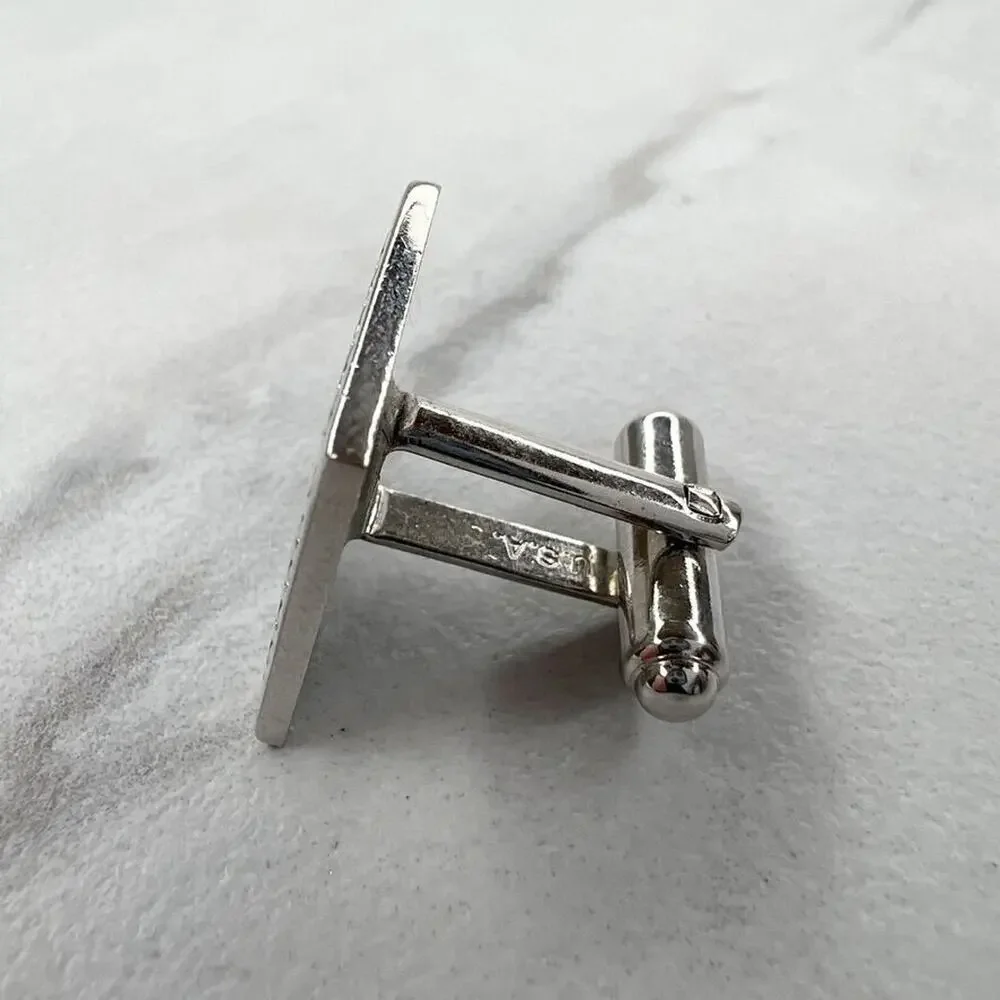 Hickok Vintage Silver Tone Square Scroll Single Cufflink